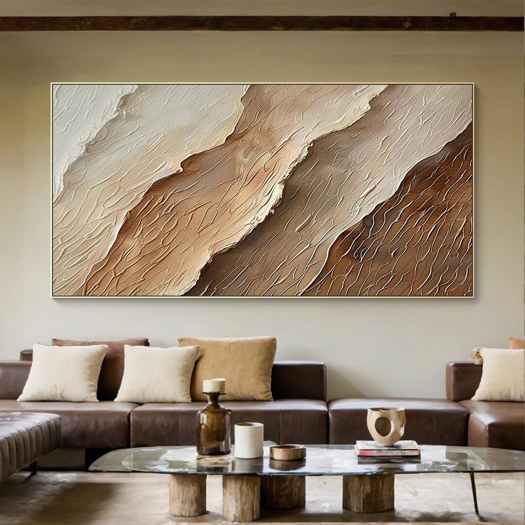 Large Framed Black and White Abstract Wall Art for Living Room, Grey ... - Artisan Minimalist Living Room