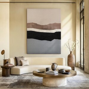 Minimalist Abstract Oil Painting on Canva Neutral Tone Wall Art Modern Abstract Art for Living Room Contemporary Home Decor Textured Artwork