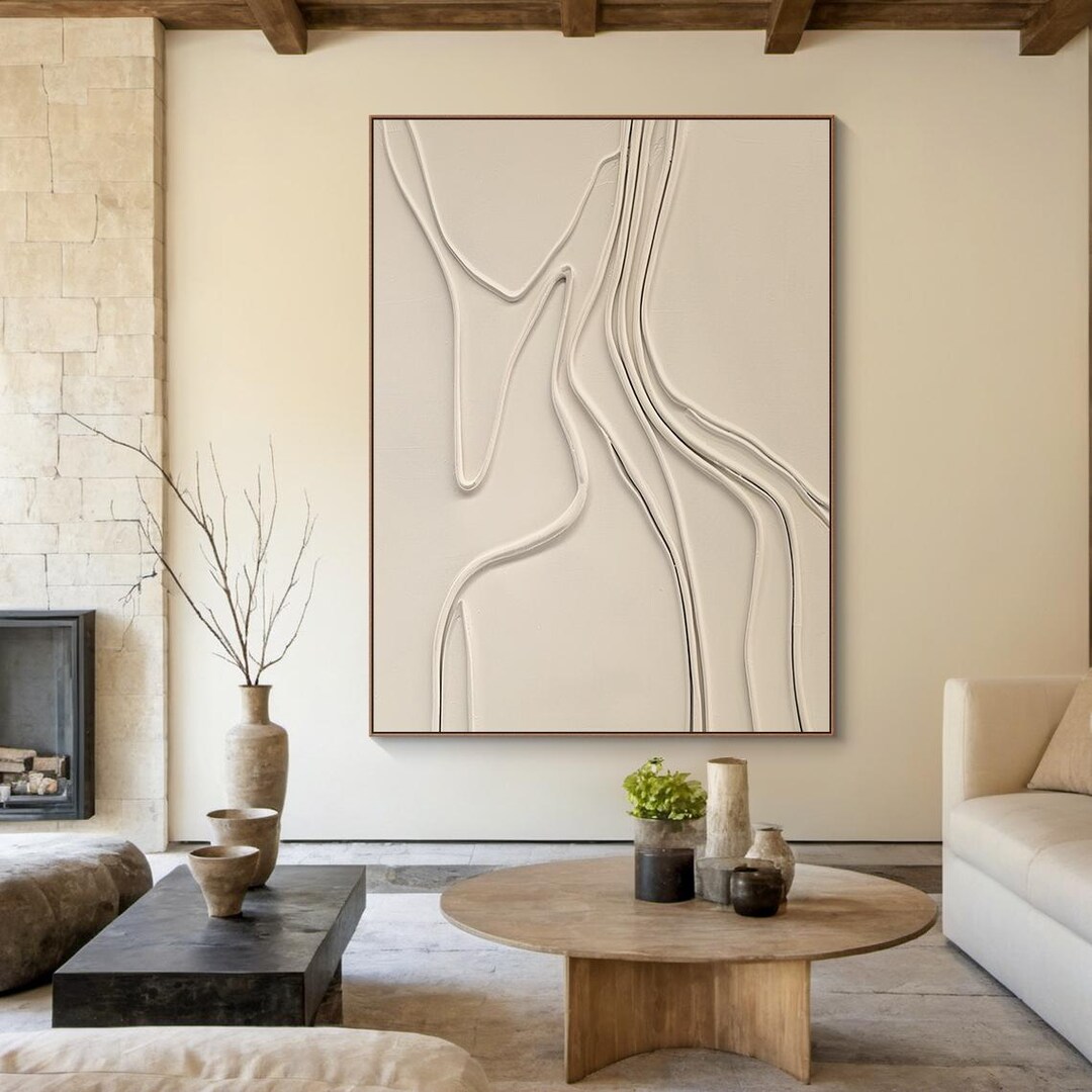 Beige 3D Texture Wall Art Beige Minimalist Painting Neutral Rustic ...