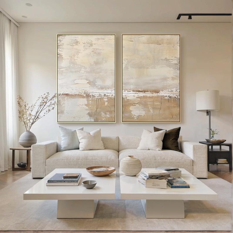 Minimalist Beige Textured Painting on Canvas ,wabi Sabi Wall Art, Beige ...