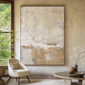 Minimalist Beige Textured Painting on Canvas ,Wabi Sabi Wall Art, Beige Wall Art for Living Room ,Tan Texture Painting Living Room Decor