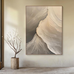 3D Texture Minimalist Painting on Canvas Textured Wall Art Earth Tone Waves Art Wabi Sabi Wall Art Living Room Painting Fashion Home Decor