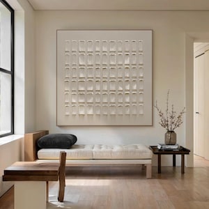 Beige 3D Texture Wall Art ,Minimalist Painting on Canvas , Neutral Abstract Texture Painting,Modern Wabi Sabi Art for Living Room
