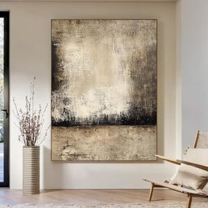 Beige Abstract Art Large Canvas Painting, Modern Minimalist Wall Art, Contemporary Abstract Design, Neutral Tones, Large Living Room Art