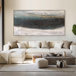 Abstract 3D Textured Ocean Wave Art, Blue and Gray Minimalist Painting, Modern Sea Wall Art, Textured Canvas Art for Living Room