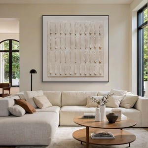 Beige Minimalist Canvas Painting Beige 3D Texture Wall Art Wabi Sabi Wall Art Beige Texture Painting Neutral Plaster Painting