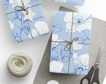 Baby Blue Floral Wrapping Paper