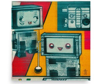 Kawaii Robots 12" x 12" Enhanced Matte Art Print by Gentle Pope Jimini