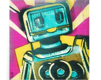 The Happiest Robot by Gentle Pope Jimini, 12" x 12" Enhanced Matte Art Print