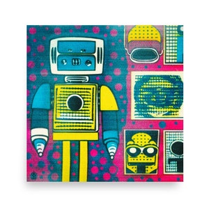 Retro Comics Robot 12&quot; x 12&quot; Enhanced Matte Art Print by Gentle Pope Jimini