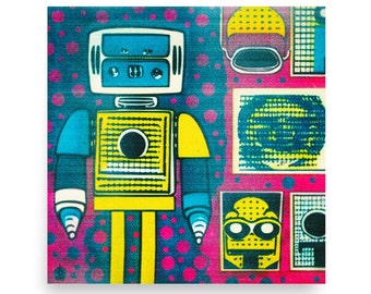 Retro Comics Robot 12" x 12" Enhanced Matte Art Print by Gentle Pope Jimini