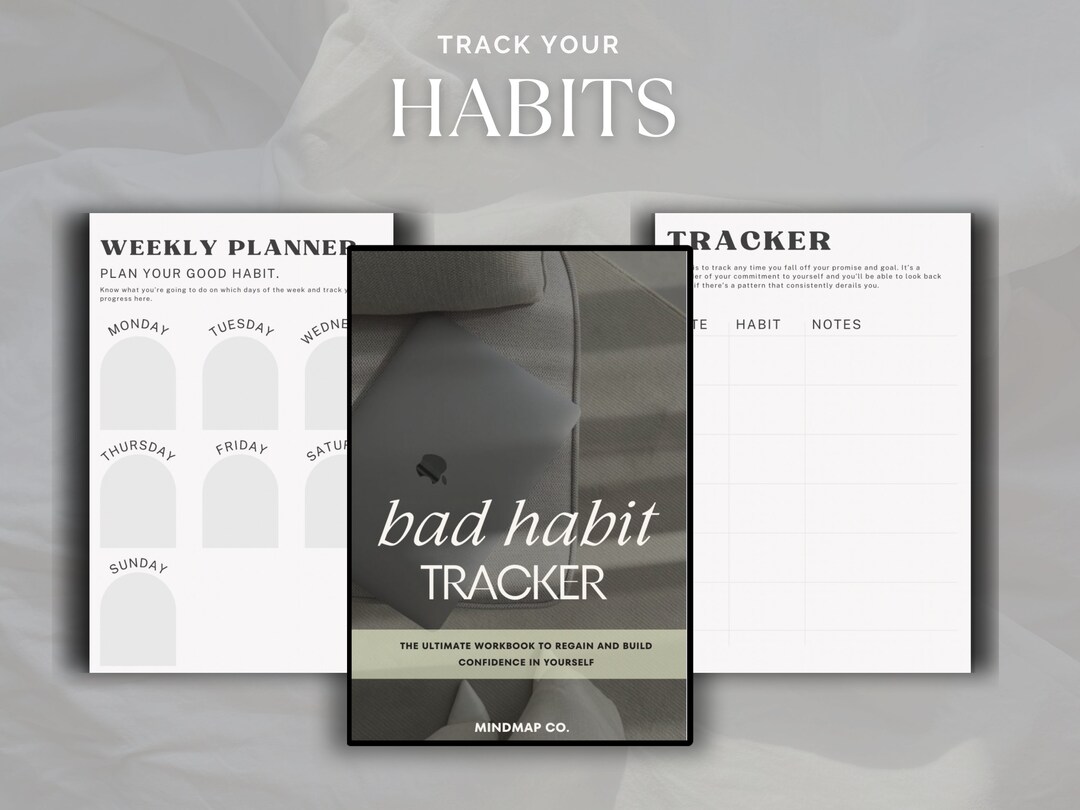 Work Tracker Bad Bad Habit Tracker, Habit Tracker, Canva Template, Weekly Habit Tracker ...