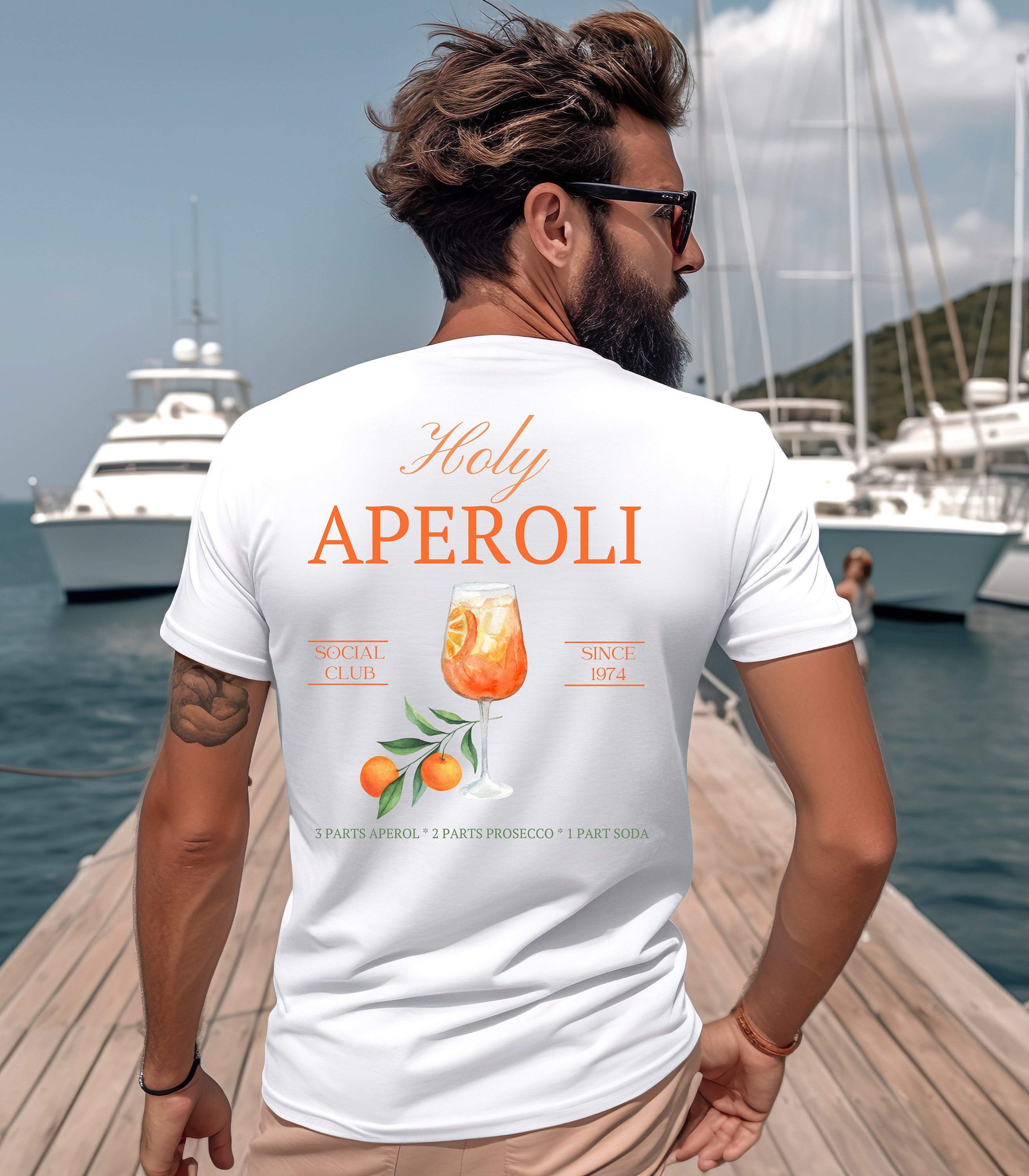 T-Shirt Holy Aperoli, Summer, Drinks, Aperol Spritz, Gift for Boyfriend Girlfriend, Good Vibes, Summer, Personalized T-Shirt Design