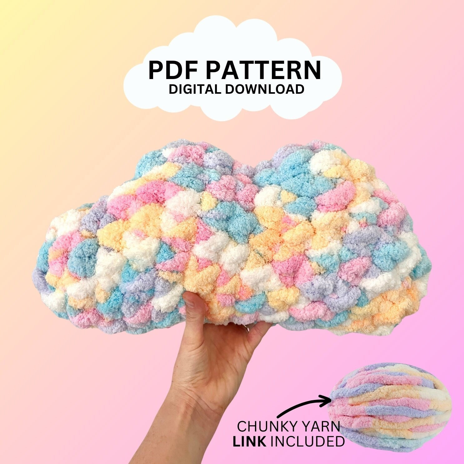 36 Jumbo Yarn Crochet Patterns for Cozy Gifts, Home Decor, and Easy Quick Makes 8 Chunky knit yarn crochet cloud cushion pattern suitable