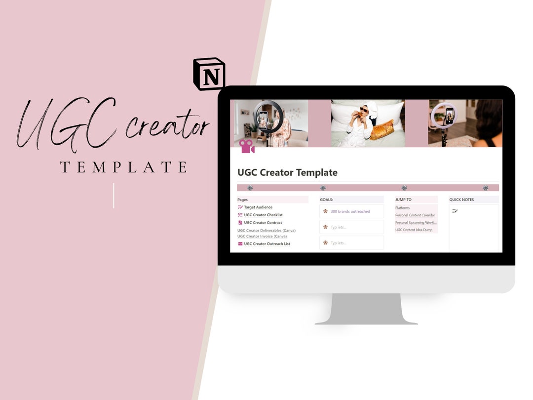 UGC Creator Template | Notion Planner | Pink Template - Etsy