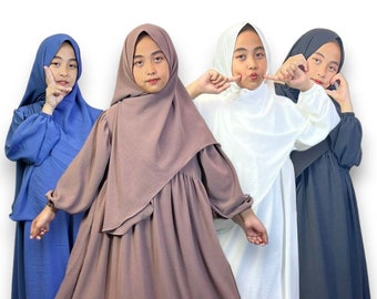 Abaya costume voile pashmina ovale fille, robe musulmane abaya bébé fille, vêtements islamiques, abaya musulmane, tenue de prière pour enfants, mode modeste fille PS08