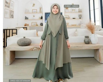 Kanaya Abaya Syar&#39;i Veil Set for Girl&#39;s 6-14 years old, Islamic Clothing, Muslim Abaya, Kids Prayer Attire, Girls Modest Fashion PS12
