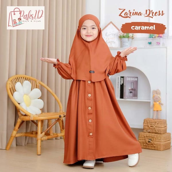 Abaya Zarina Children Hijab Set, Baby Girl Abaya Muslim Dress, Islamic Clothing, Muslim Abaya, Kids Prayer Attire, Girls Modest Fashion PS03