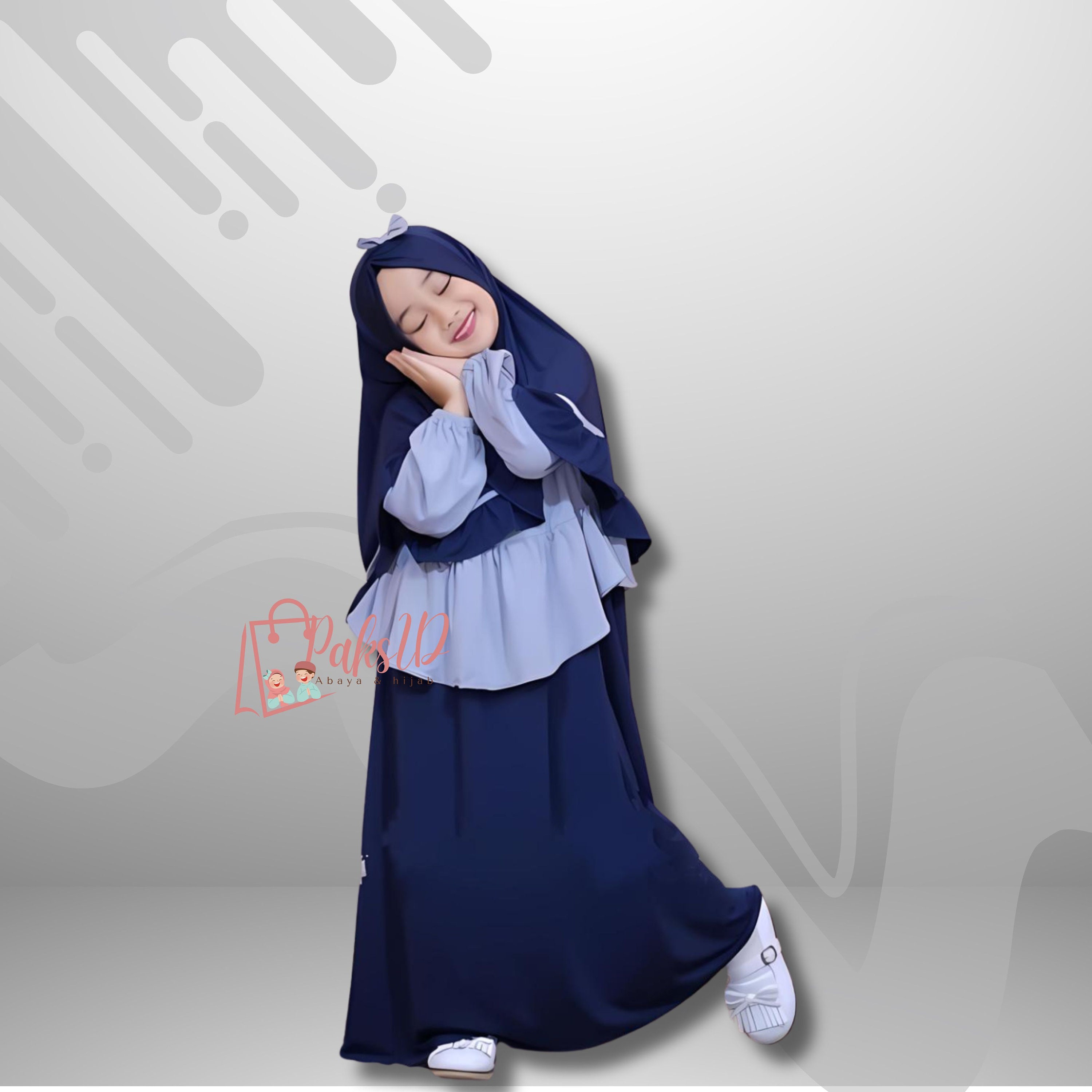 Muslim Girls Abaya Dress Set - Long Hijab Maxi Dress, Islamic Prayer Clothing (S-3XL)
