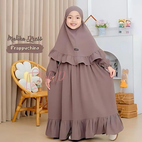 Vêtement Confort Coton Caftan Manches Longues Fille - Abaya Musulmane - Vêtement Prière Enfant - Robe Longue Coton - Printemps/Été Vêtement Religieux