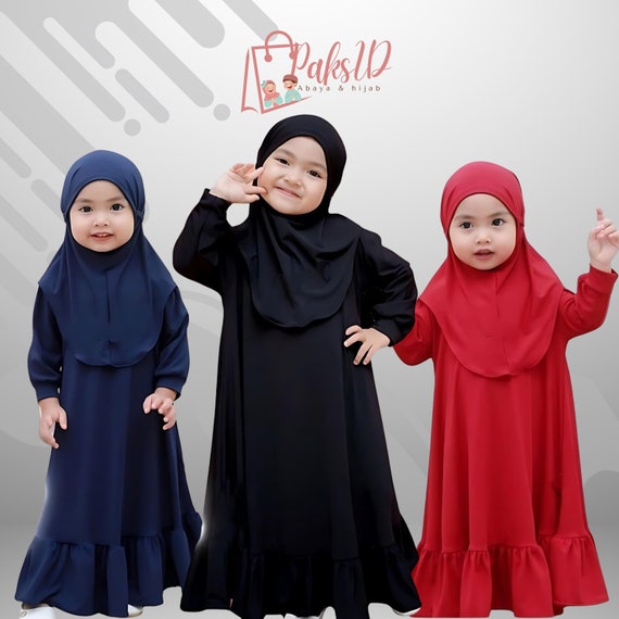 Robe Caftan Fille Maroc Caftan Manches Longues Fille 2025 - Abaya De Prière Musulmane - Coton Pour Ramadan, Aïd Tenue Traditionnelle Dubai