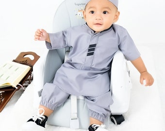 Gray Baby Robes, Koko Clothes Set for Baby Boys 3 - 12 Months