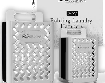KOANEssentials 2 PACK Laundry Basket Collapsible Laundry Hamper Smart Saving Space Hampers for Laundry Dorm Room Ventilated Design (White)