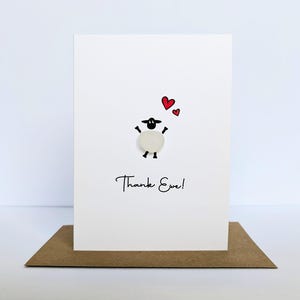 Cartão de agradecimento personalizado com ovelhas de vidro marinho e corações de amor – Um cartão exclusivo feito à mão para ocasiões especiais – Cartão personalizável