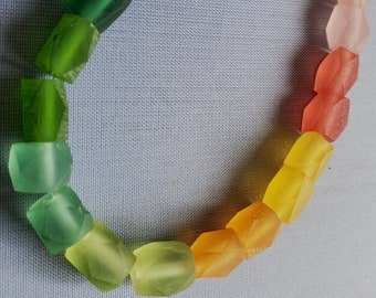 Resin Faceted Beads Square Shape 24 Beads Rainbow Assorted Colors 9 x 6mm