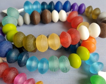 Resin Beads , Saucer, Rondelle, Rainbow Color Assortment , 24 Beads