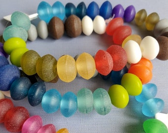 Resin Beads Rondelle Saucer Bead Shape Rainbow Color Assortment 24 Beads