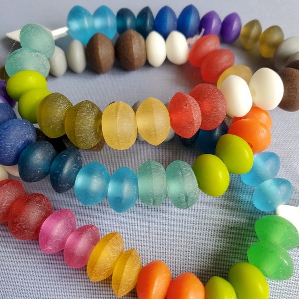 Resin Beads Rondelle Saucer Bead Shape Rainbow Color Assortment 24 Beads