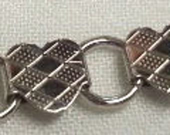Silver Heart Bracelet Glue Blank Pad, Adjustable 8" Length, DIY Jewelry Supply
