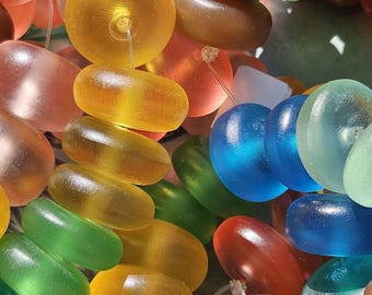 16 platillos de resina, cuentas de colores, redondas de 19-22 mm, para abalorios, joyería, manualidades y suministros.