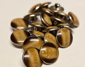 7 botones de camisa estilo occidental, color tostado y marrón, acabado en latón, vintage