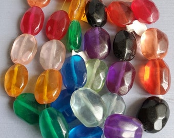 10 Resin Beads, Rainbow Strands, Craft, Bead, Jewelry Supply, 7/8", Gemstone appeal