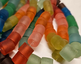Resin Beads CYLINDER Shape 18 Beads Rainbow Assortment 10mm Round