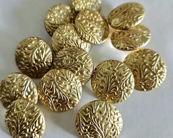 Botones vintage para chaqueta chapados en oro, vástago metálico italiano (7 unidades, 15-22 mm)