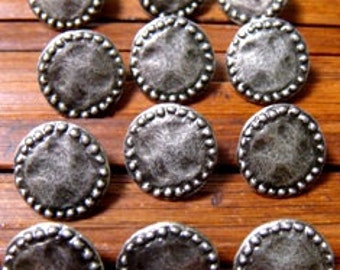 Gunmetal Rivet Buttons: Steampunk Style, Made in Italy (7 pc, 15mm)