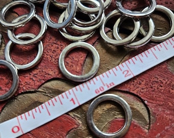 Anillos redondos planos de plata, 18 mm, suministros de joyería vintage, 20 unidades