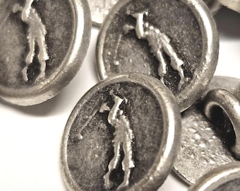 7 botones pequeños plateados, estilo golfista, 10 mm (3/8"), para costura, tejido, cárdigan y artículos de papelería.