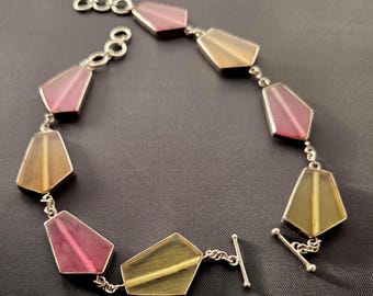 Pulsera de plata de ley, pieza única, joyería, resina, ajustable.