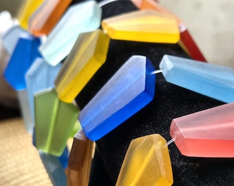 8 cuentas de resina planas y oblongas de 1,25 pulgadas para bisutería, hilos de arcoíris