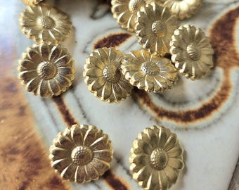 Botones vintage de girasol dorado: 12 unidades, precio especial, botones para suéter o chaqueta, 15 mm, 3/8".