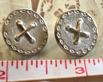 Silver Criss Cross Shank Buttons, 5/8 inch Vintage Sewing Craft Supply, Set of 6-12