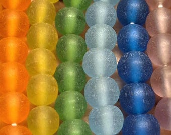 Cuentas redondas de resina, 8 mm, 24 unidades, surtido arcoíris