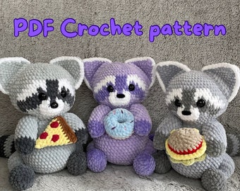 Foodie raccoon crochet amigurumi digital PDF pattern