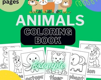 Animals coloring book, coloring page for kids