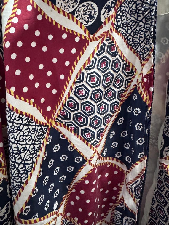 Vintage Silk Patchwork Bomber Jacket Oversized XL… - image 4