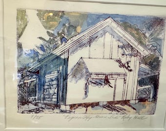 Vintage Ruby Hall Pigeon Key Print | Signed Coastal Cottage Watercolor Etching
